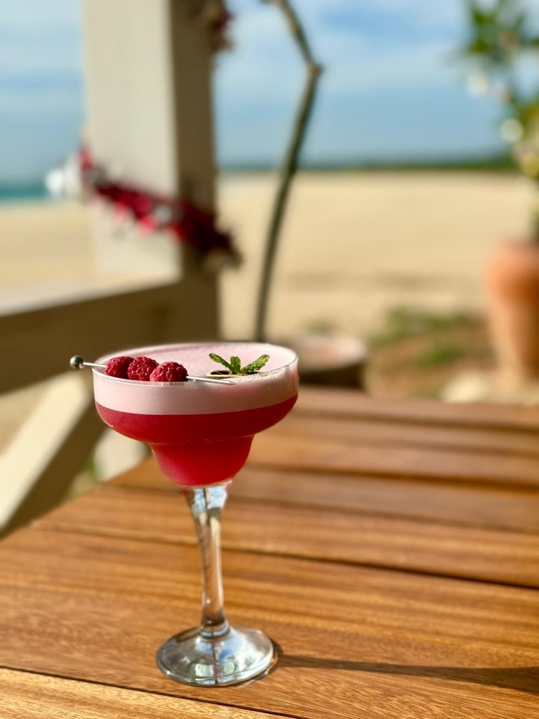 Daiquiri framboise face à la mer